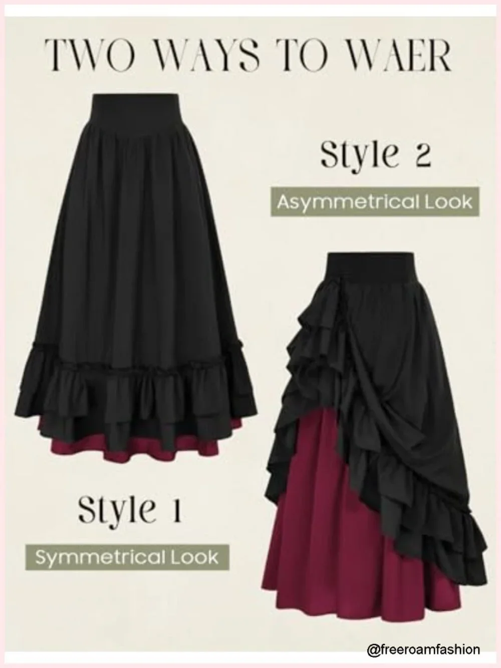 Victorian Maxi Skirt Women Renaissance Goth Flowy Skirt Elastic Waist